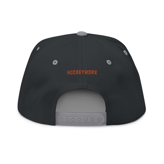 Hockey Goalie Road Sign Flat Bill Cap | Embroidered Snapback